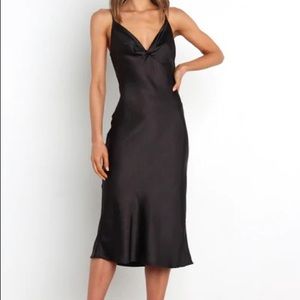 Petal & Pup Black Silk Midi Dress